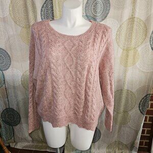 NWT Lucky Brand Pink Sweater with Scalloped Edges (XXL)